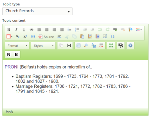 Church Records Example