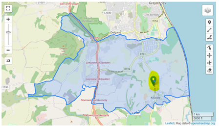 An example civil parish Gazetteer entry map