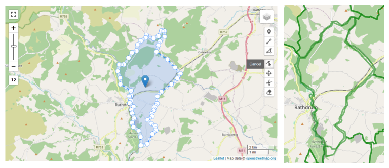 How the expanded polygon looks on the County Map