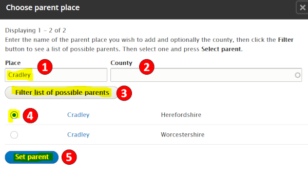 Choose Parent Place